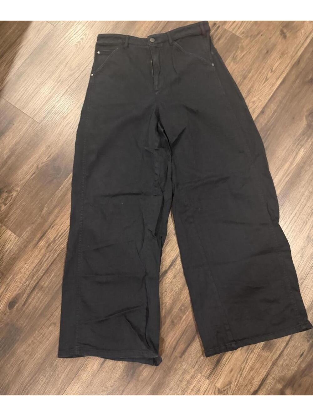 Pilcro Black Wide Leg Twill Utility Pants with Back Elastic size M